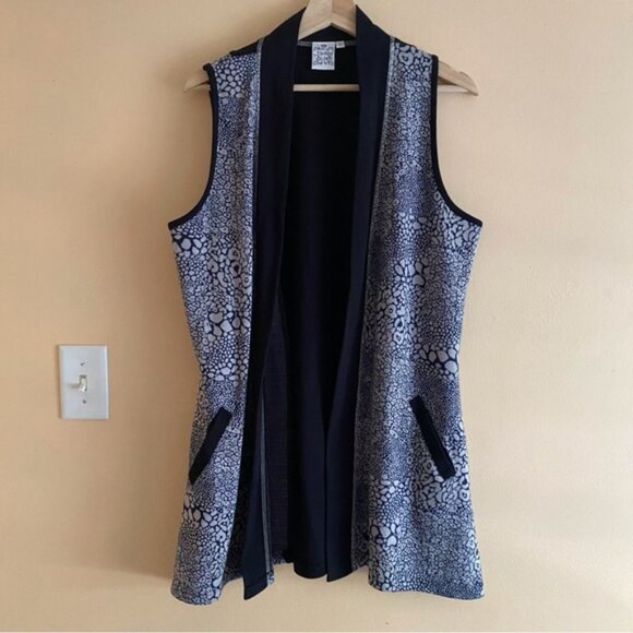 Parsley Sage Long Cardigan Vest Woman Large Pockets Boho Artsy Festival Office - Picture 12 of 12